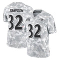 B.Ravens #32 Trenton Simpson Player Arctic Camo Salute to Service Limited STECN Stitched Jerseys