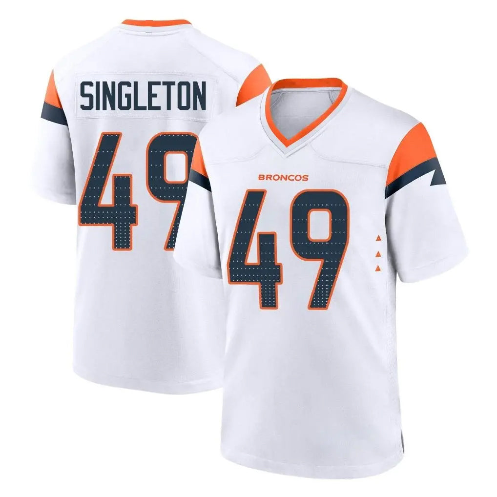 D.Broncos #49 Alex Singleton Player White Home Game STECN Stitched Jerseys