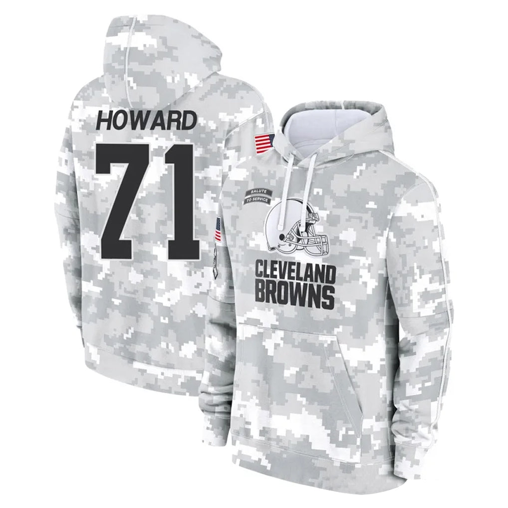 C.Browns #71 Tytus Howard Player Arctic Camo Salute to Service Hoodies Limited Game STECN Stitched Jerseys