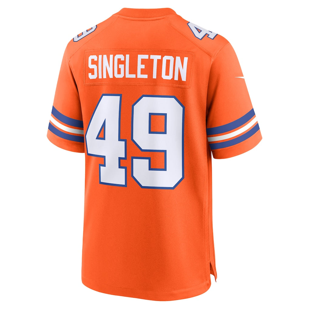 STECN D.Broncos #49 Alex Singleton Orange Alternate Game Jersey