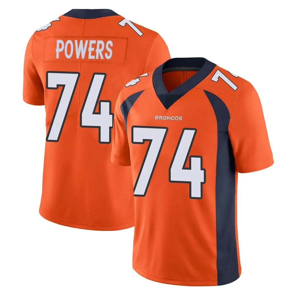 D.Broncos #74 Ben Powers Player Orange Color Vapor Untouchable Limited Game STECN Stitched Jerseys