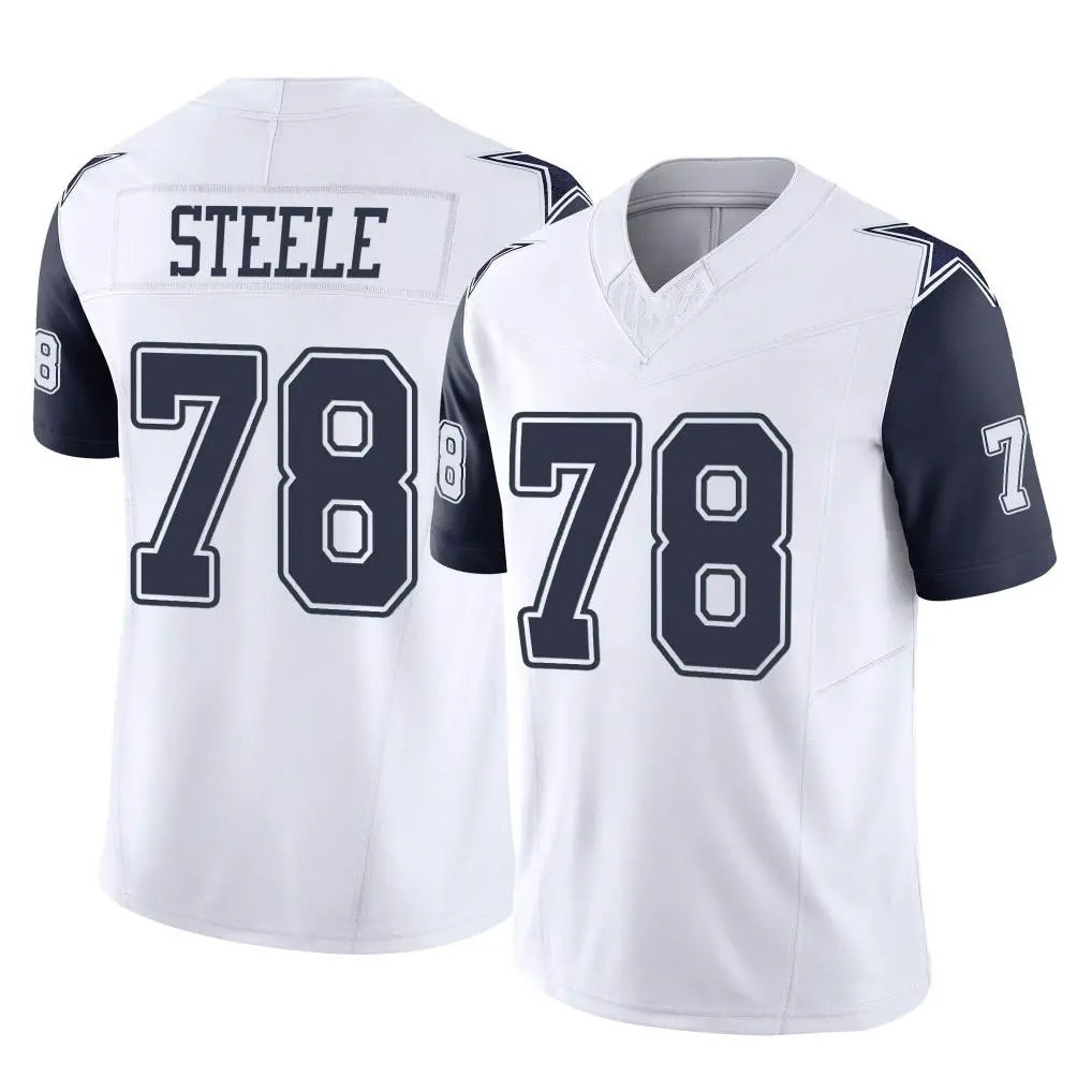 D.Cowboys #78 Terence Steele Player White-Navy Limited Vapor F.U.S.E. Home Game STECN Stitched Jerseys