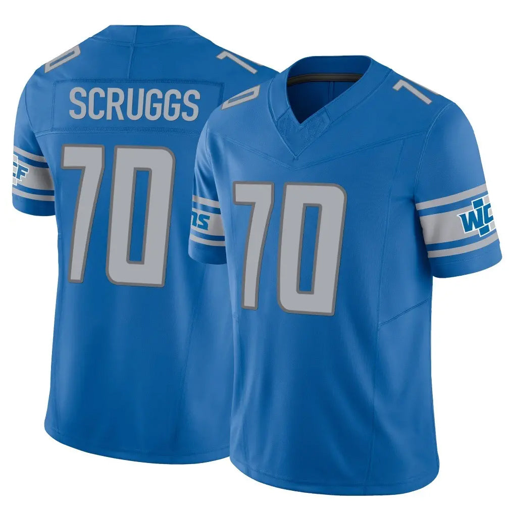 D.Lions #70 Juice Scruggs Player Blue Vapor F.U.S.E. Limited Home Game STECN Stitched Jerseys