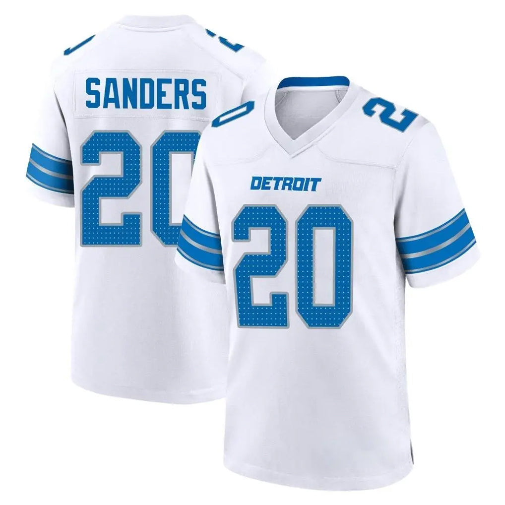 D.Lions #20 Barry Sanders Player White Alternate Home Game STECN Stitched Jerseys