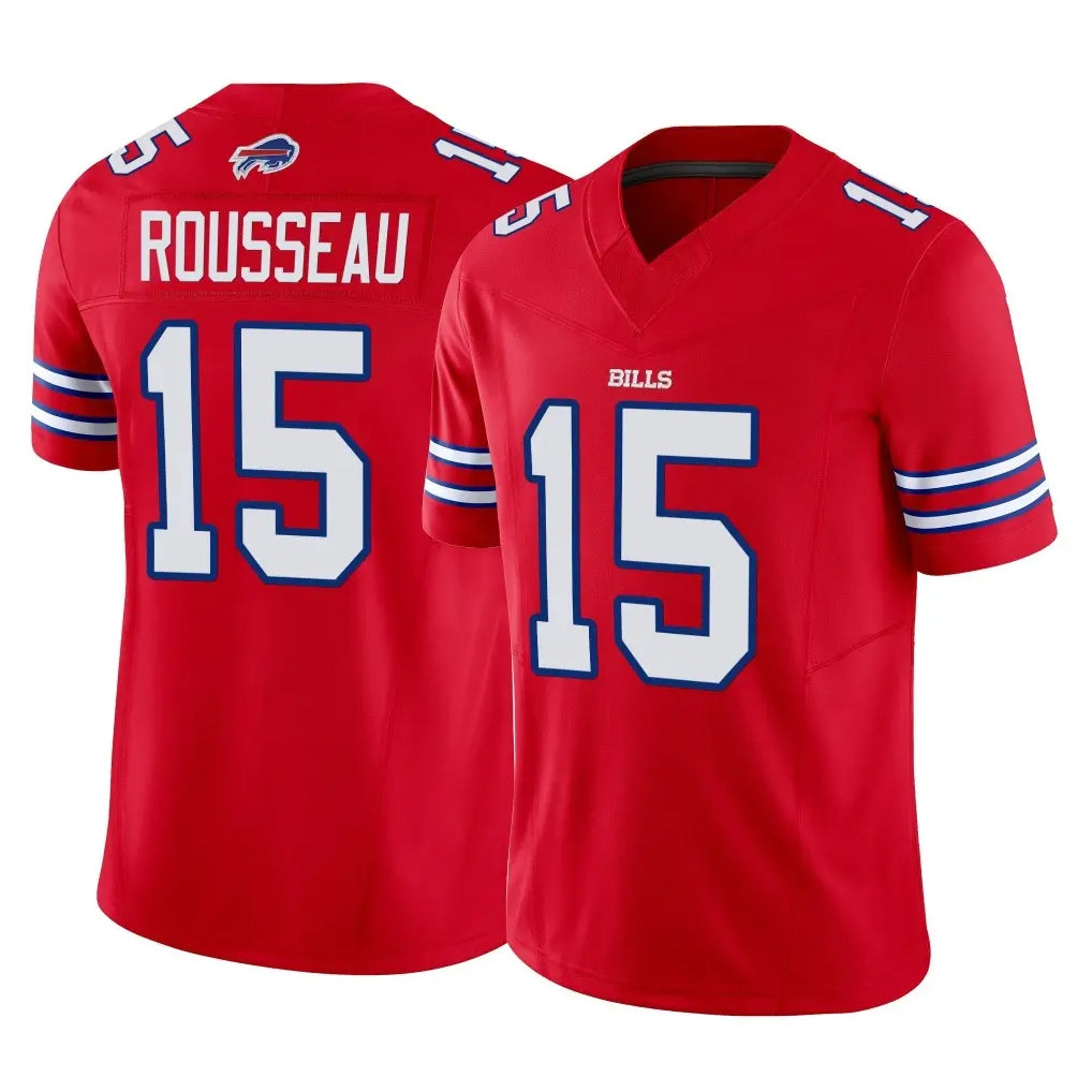 B.Bills #15 Greg Rousseau Player Red Vapor F.U.S.E. Jersey Limited Home Game STECN Stitched Jerseys