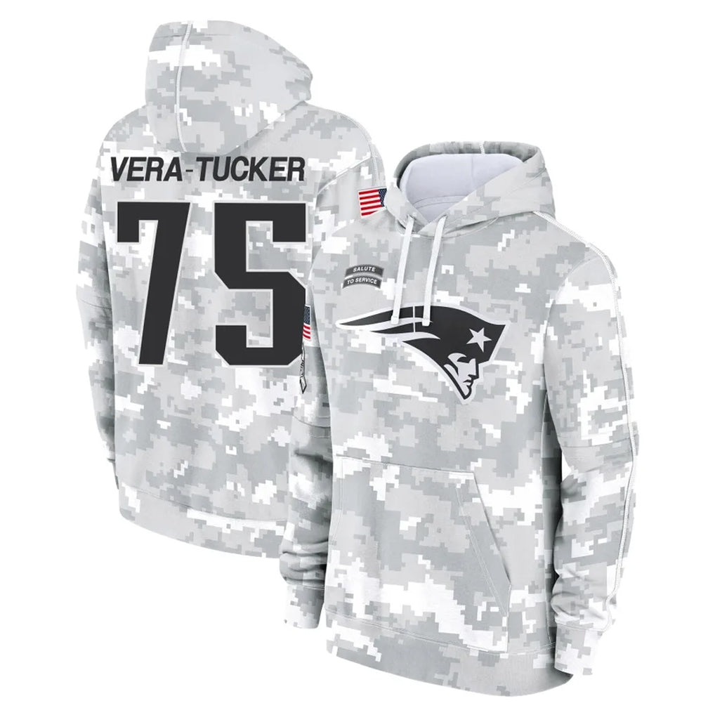 NE.Patriots #75 Alijah Vera-Tucker Player Arctic Camo Salute to Service Pullover Hoodies Limited Game STECN Stitched Jerseys