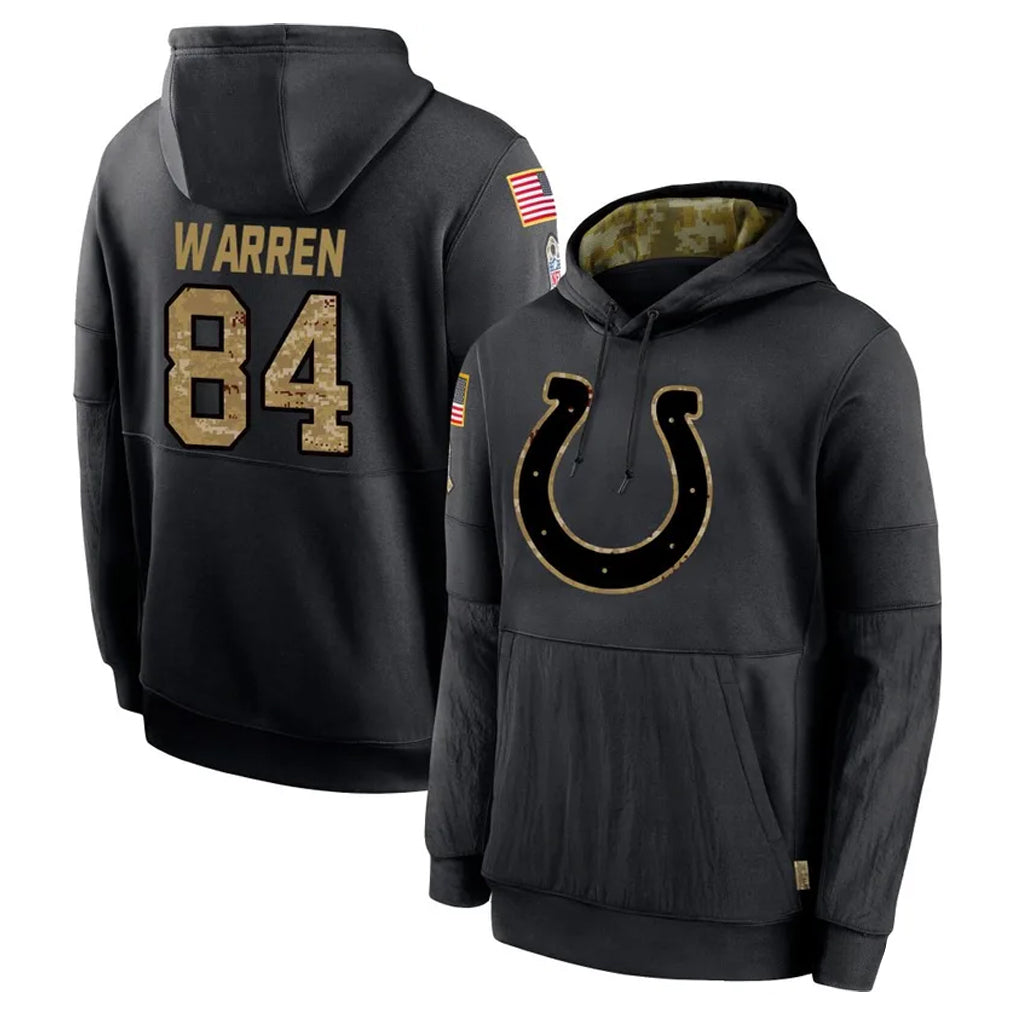 IN.Colts #84 Tyler Warren Player Black Salute to Service Hoodies Limited Game STECN Stitched Jerseys