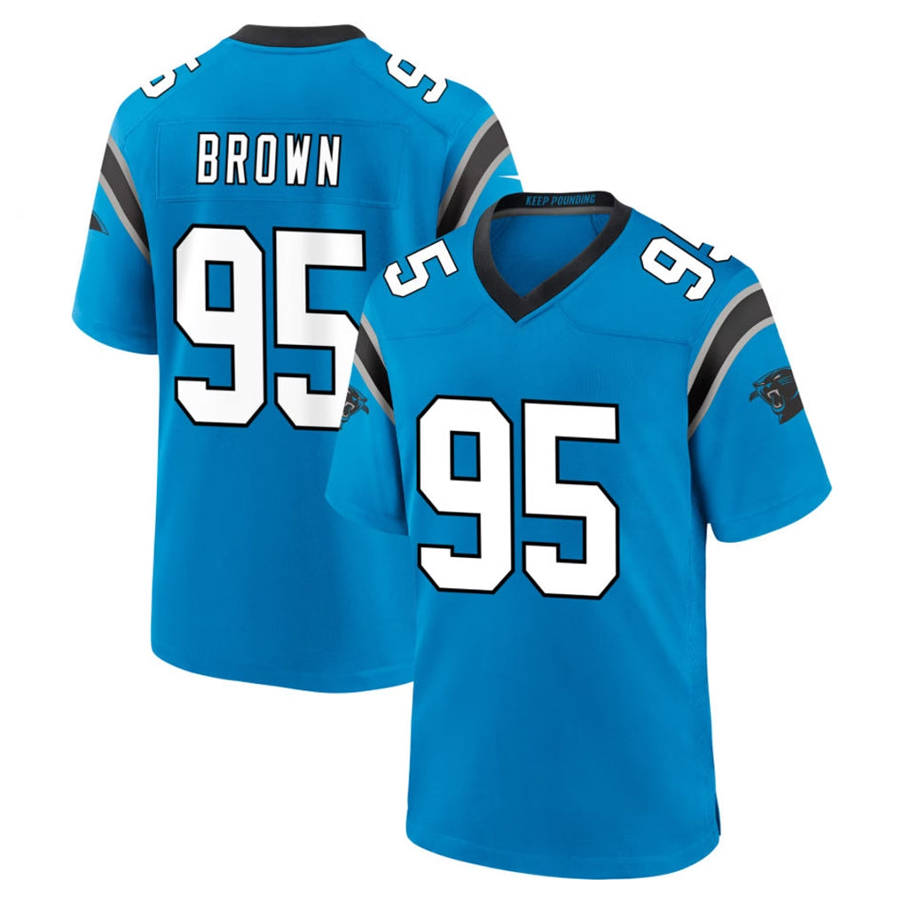 C.Panthers #95 Derrick Brown Player Blue Home Game STECN Stitched Jerseys