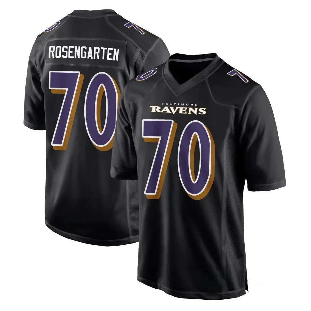 B.Ravens #70 Roger Rosengarten Player Black Carbon Fashion Home Game STECN Stitched Jerseys