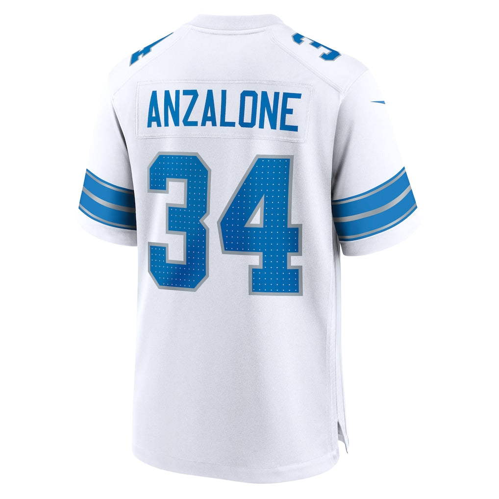 STECN D.Lions #34 Alex Anzalone White Game Jersey