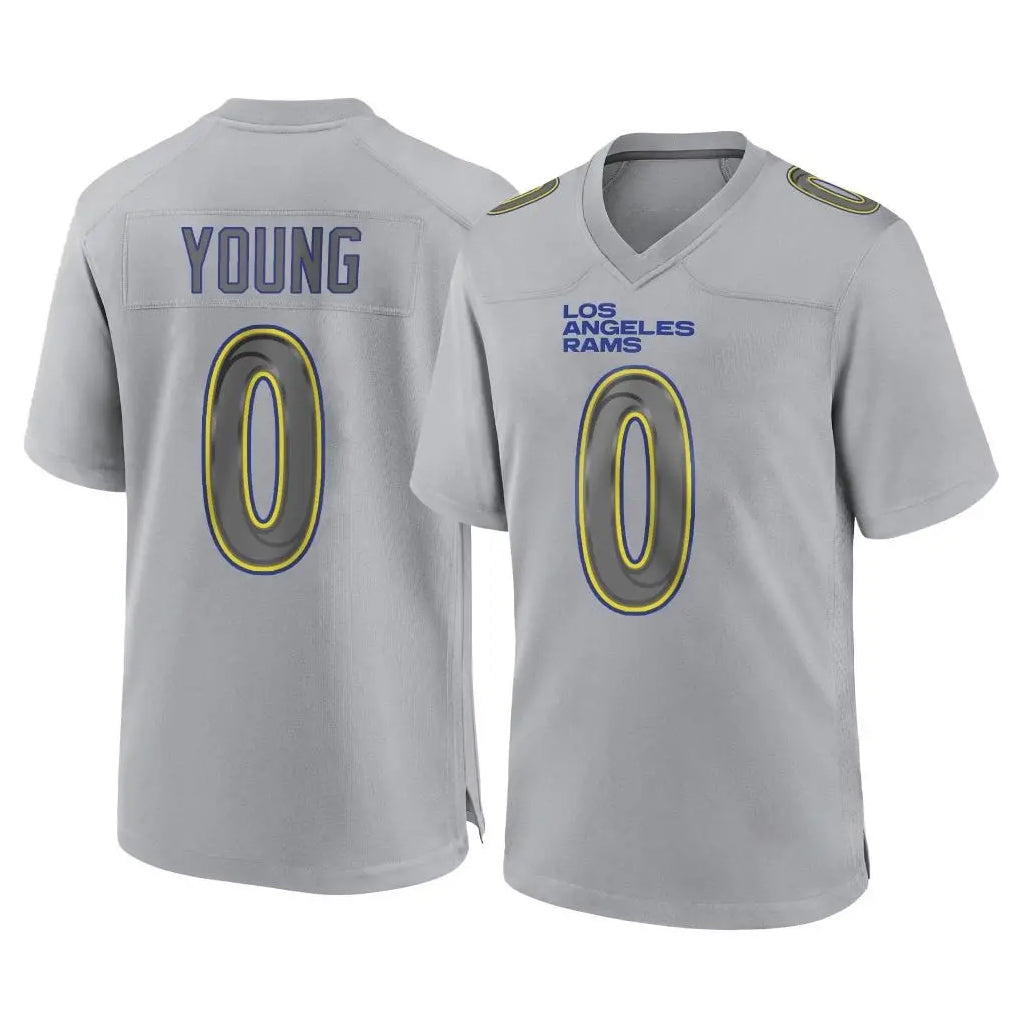 LA.Rams #0 Byron Young Player Gray Atmosphere Fashion Home Game STECN Stitched Jerseys