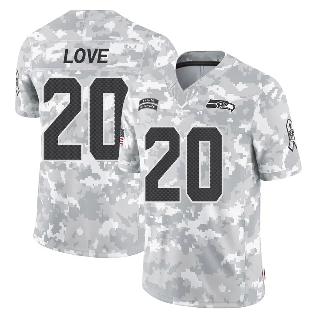 S.Seahawks #20 Julian Love Player Arctic Camo Limited Salute To Service Home Game STECN Stitched Jerseys