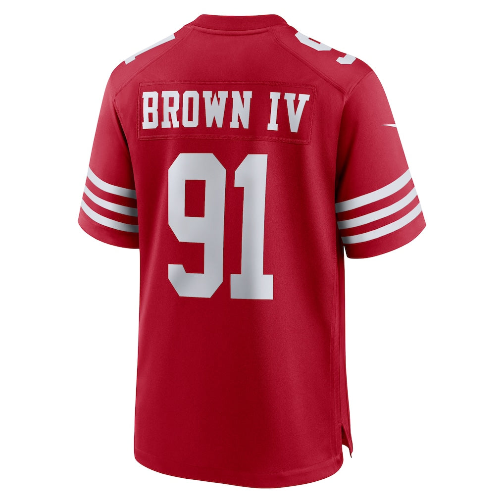 STECN SF.49ers #91 Earnest Brown IV Scarlet Team Game Jersey