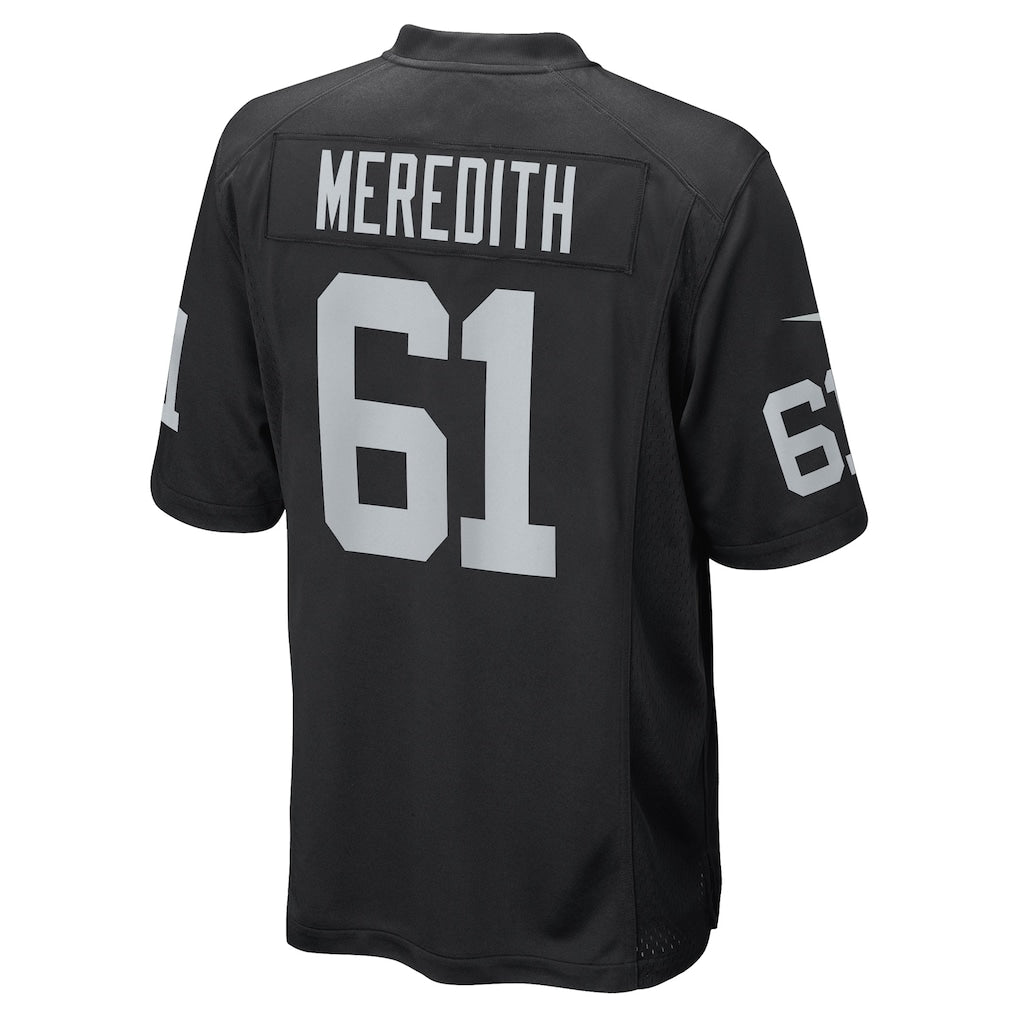 STECN LV.Raiders #61 Jordan Meredith Black Game Player Jersey