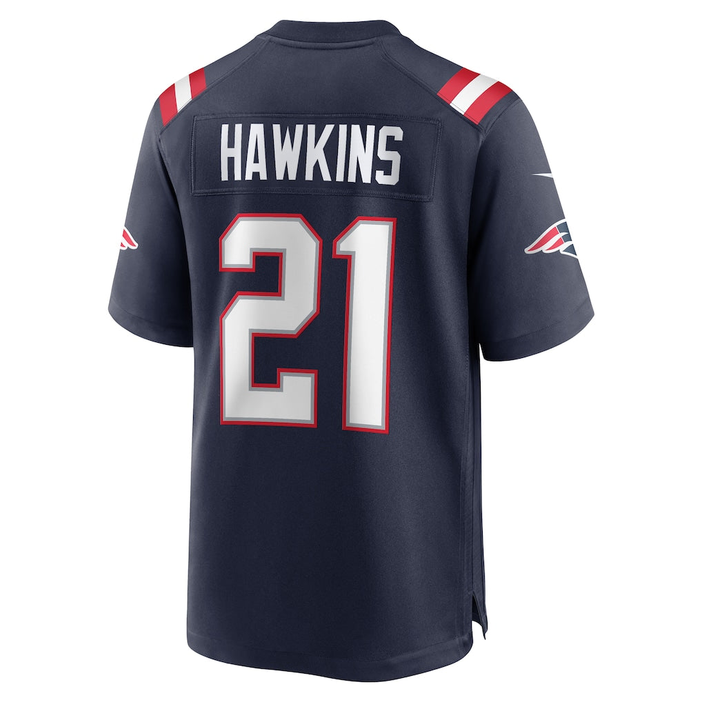 STECN NE.Patriots #21 Jaylinn Hawkins Navy Game Retired Player Jersey