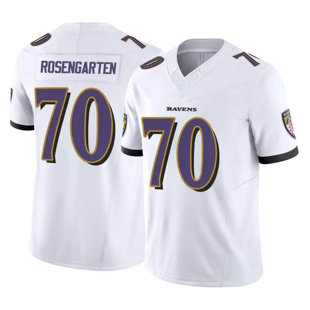 B.Ravens #70 Roger Rosengarten Player White Vapor F.U.S.E. Limited Home Game STECN Stitched Jerseys