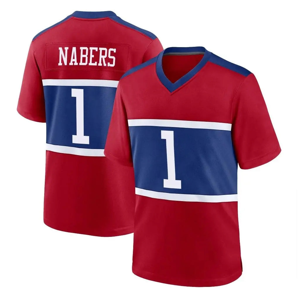 NY.Giants #1 Malik Nabers Player Red Century Home Game STECN Stitched Jerseys