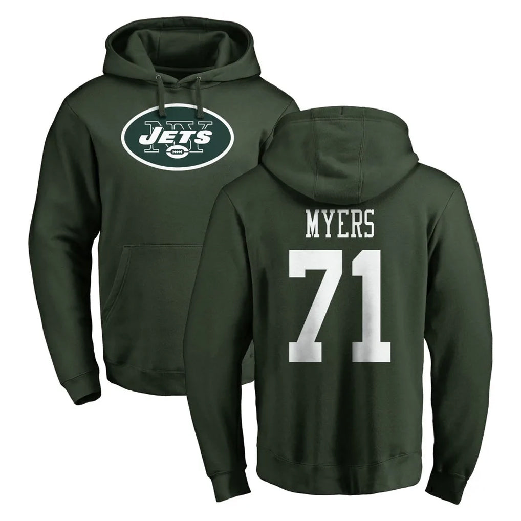 NY.Jets #71 Josh Myers Player Green LOGO Pullover Hoodies Limited Game STECN Stitched Jerseys