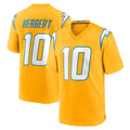 LA.Chargers #10 Justin Herbert Player Gold Home Game STECN Stitched Jerseys
