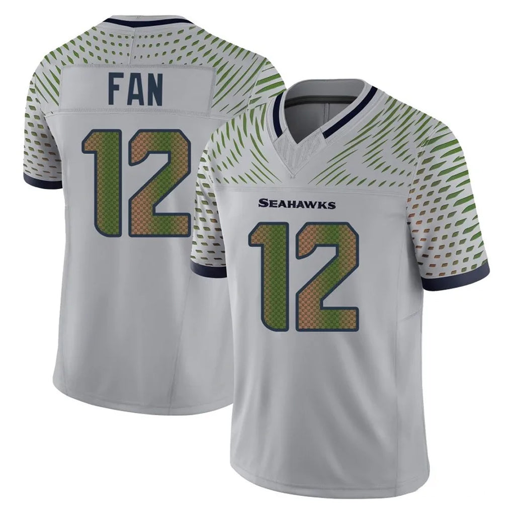 S.Seahawks #12 12th Fan Player Grey Limited 2025 Rivalries Collection Home Game STECN Stitched Jerseys