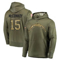 LA.Chargers #15 Ladd McConkey Player Olive Salute to Service Pullover Hoodies Home Game STECN Stitched Jerseys