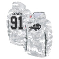 B.Bills #91 Ed Oliver Player Arctic Camo Salute to Service Hoodies STECN Stitched Jerseys