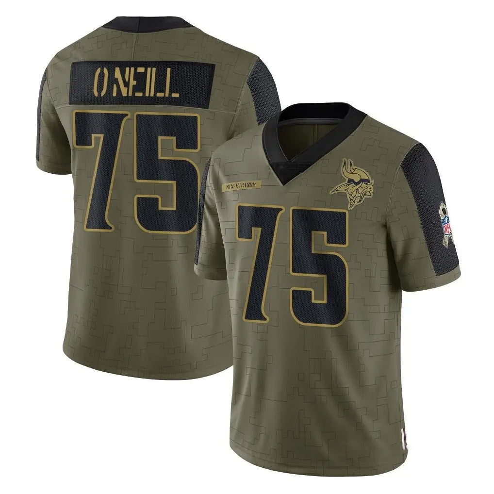 M.Vikings #75 Brian O'Neill Player Olive Salute To Service Limited Game STECN Stitched Jerseys