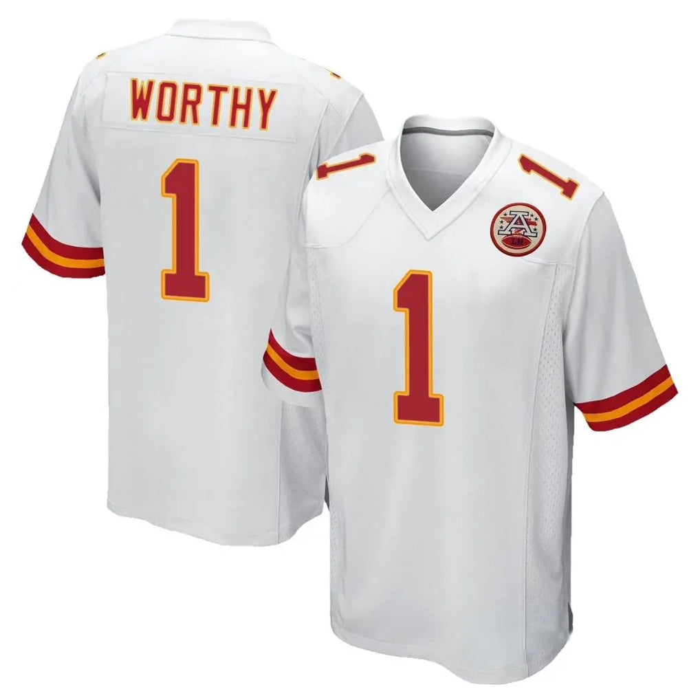 KC.Chiefs #1 Xavier Worthy Player White Home Game STECN Stitched Jerseys