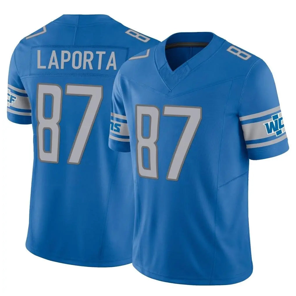 D.Lions #87 Sam LaPorta Player Blue Vapor F.U.S.E. Limited Home Game STECN Stitched Jerseys