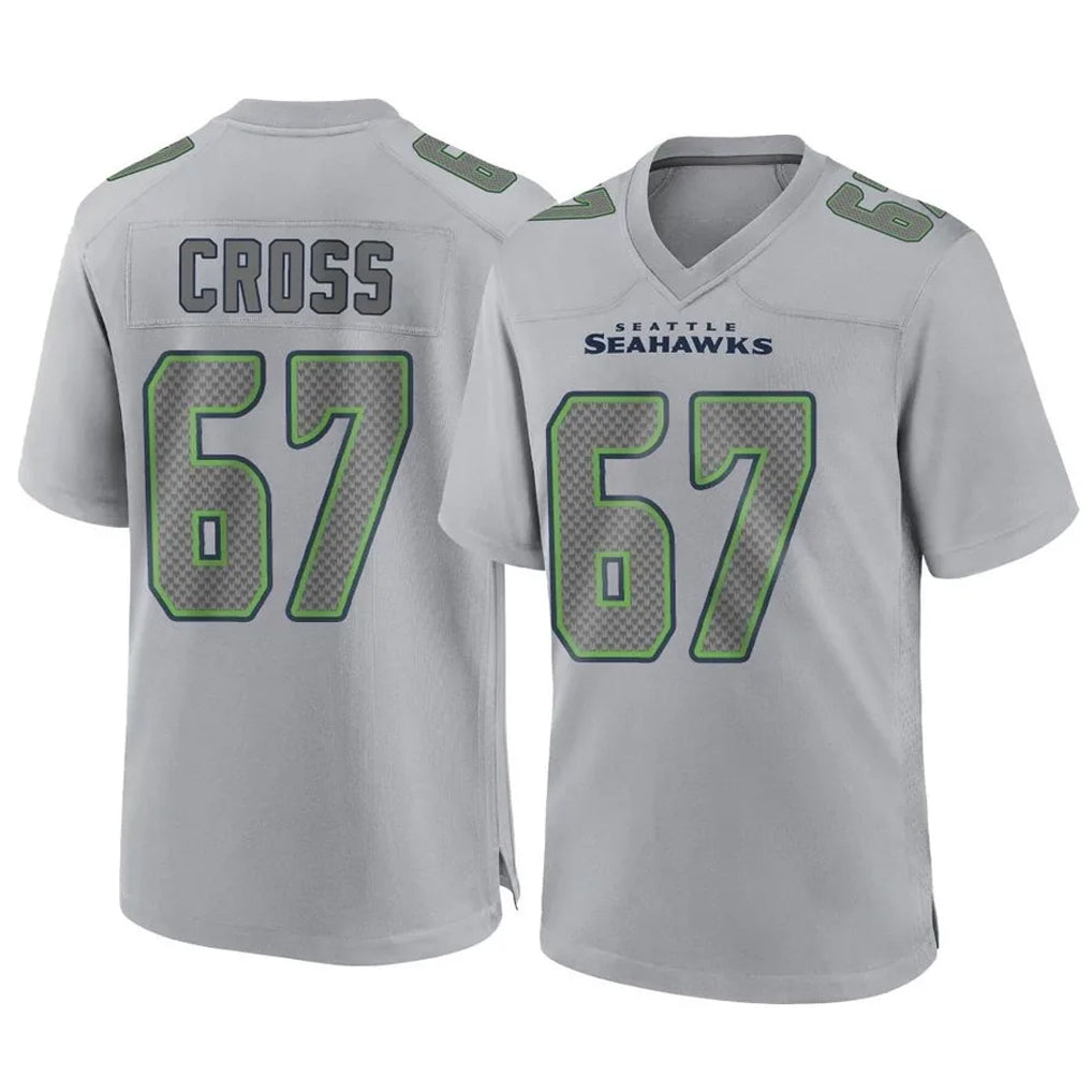 S.Seahawks #67 Charles Cross Player Gray Atmosphere Fashion Home Game STECN Stitched Jerseys