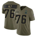 LA.Chargers #76 Joe Alt Player Olive 2025 Salute To Service Limited Game STECN Stitched Jerseys