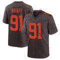 C.Browns #91 Alex Wright Player Brown Alternate Home Game STECN Stitched Jerseys