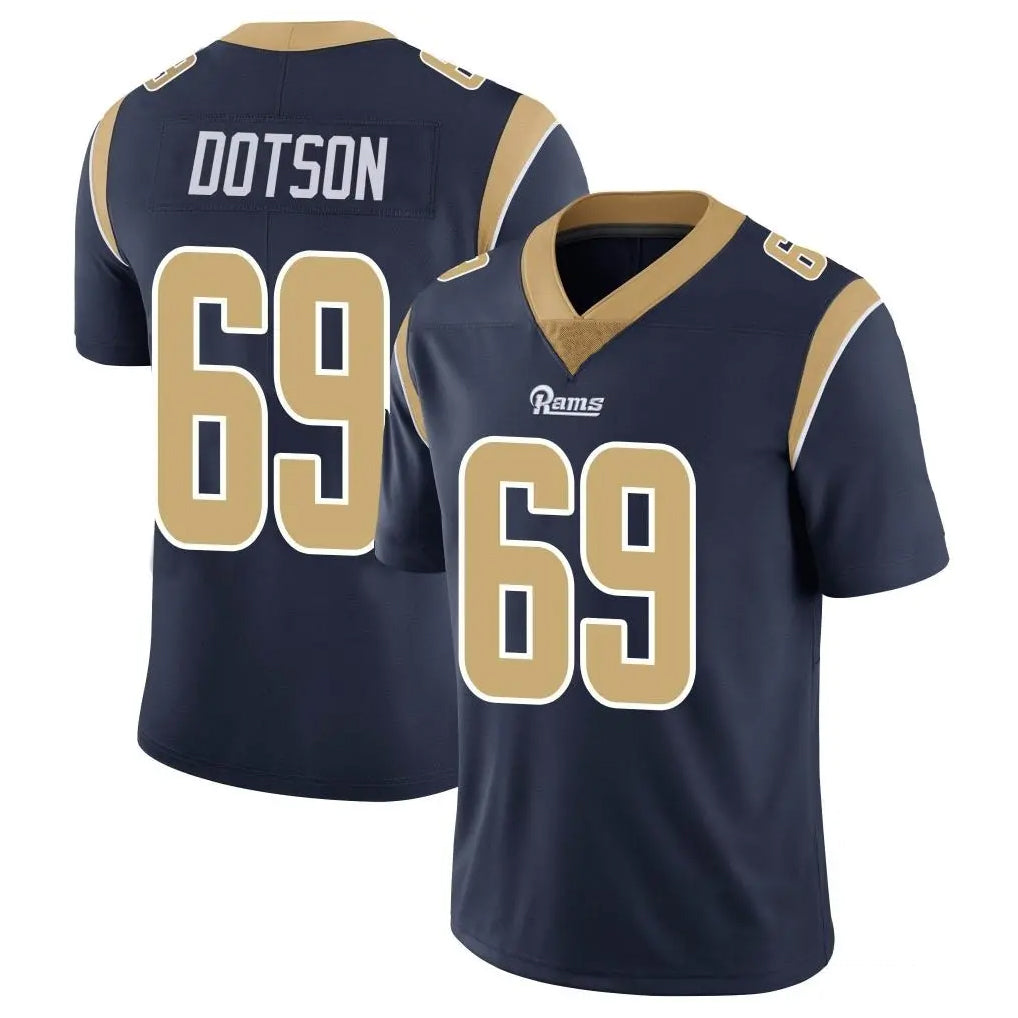 LA.Rams #69 Kevin Dotson Player Navy Limited Vapor Untouchable Home Game STECN Stitched Jerseys