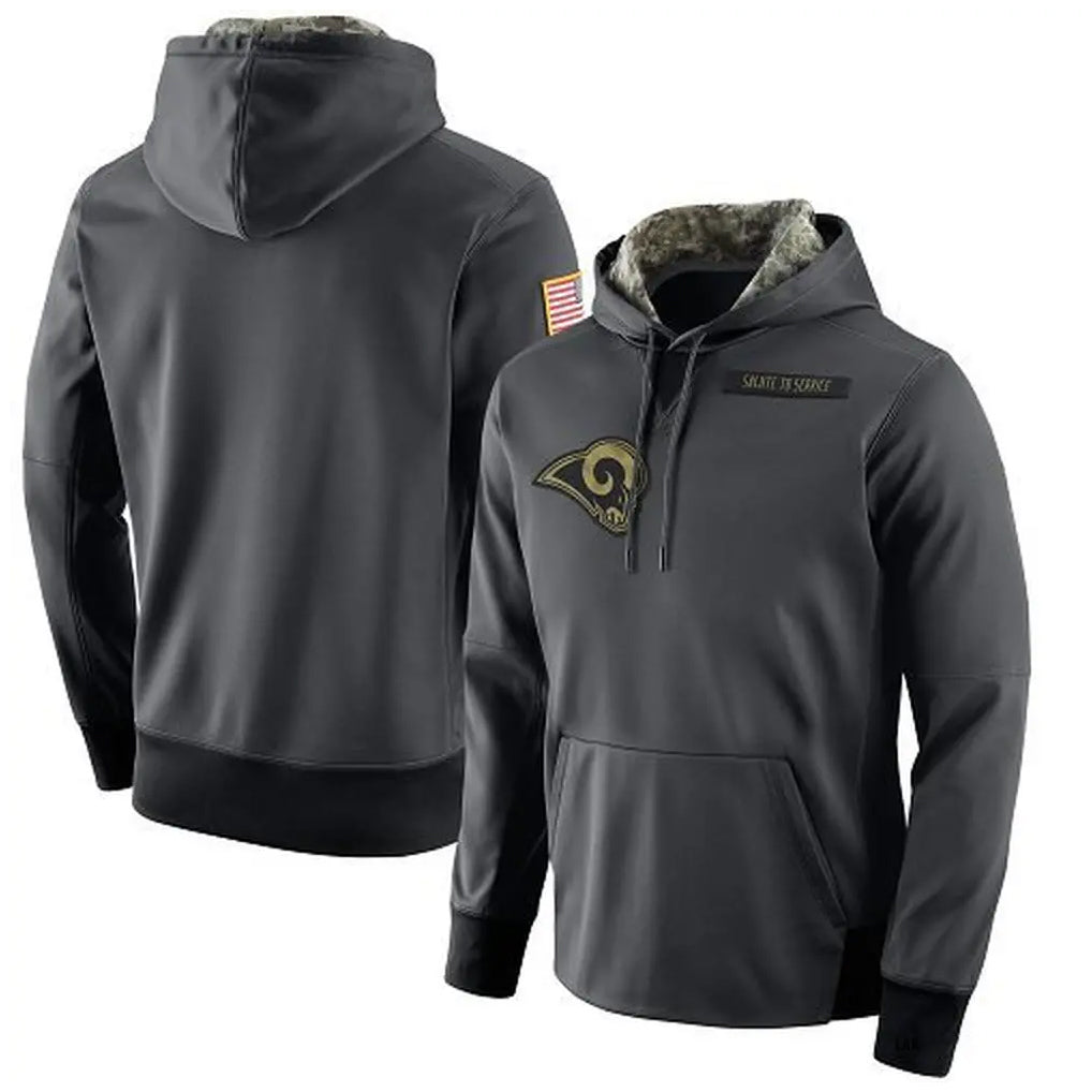 LA.Rams ## Rams Blank Player Gray Pullover Hoodie Limited Game STECN Stitched Jerseys