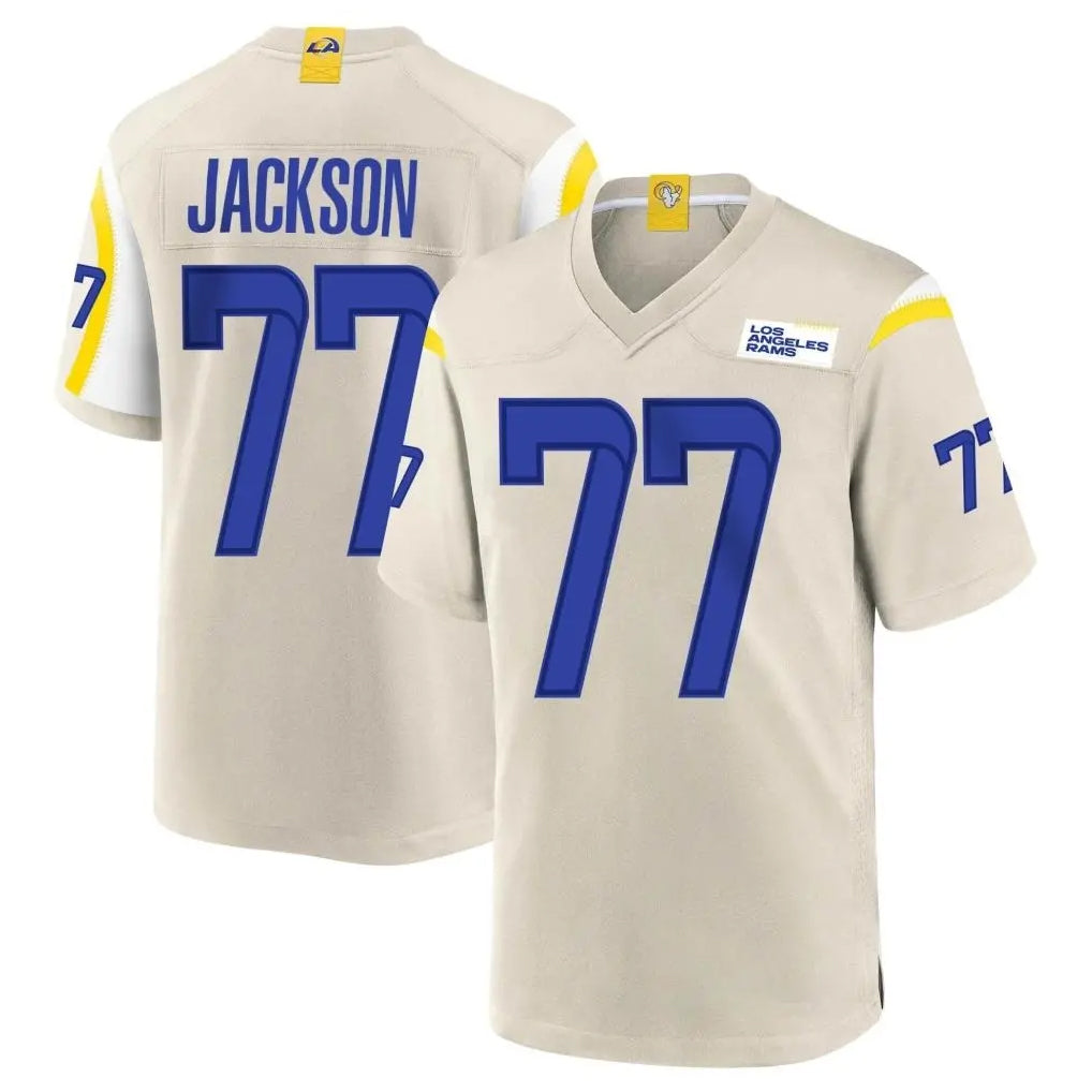 LA.Rams #77 Alaric Jackson Player Bone Home Game STECN Stitched Jerseys