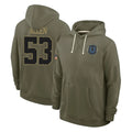 IN.Colts #53 CJ Allen Player Olive Salute to Service Pullover Hoodies Limited STECN Stitched Jerseys
