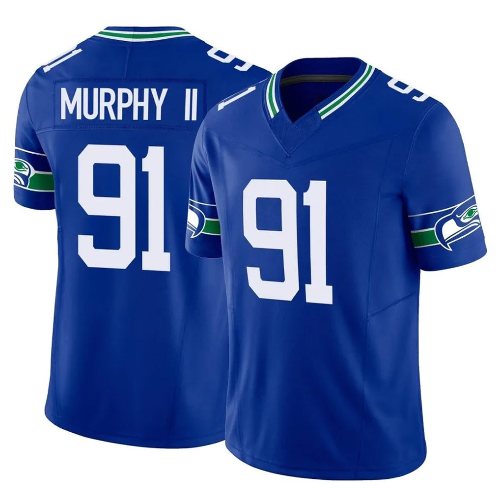 S.Seahawks #91 Byron Murphy II Player Royal Limited Throwback Vapor F.U.S.E. Home Game STECN Stitched Jerseys