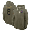 B.Bills #8 Terrel Bernard Player Olive Salute to Service Hoodies STECN Stitched Jerseys