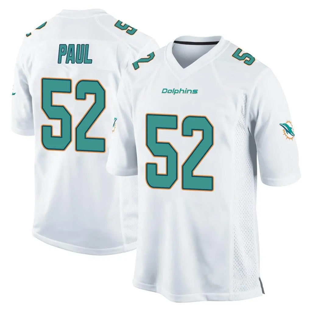 M.Dolphins #52 Patrick Paul Player White Home Game STECN Stitched Jerseys