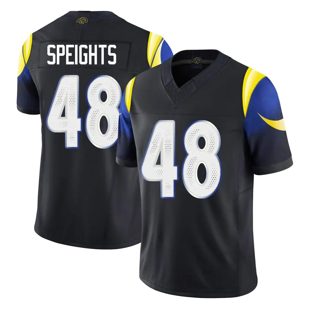 LA.Rams #48 Omar Speights Player Black Midnight Rivalries Collection Limited Home Game STECN Stitched Jerseys