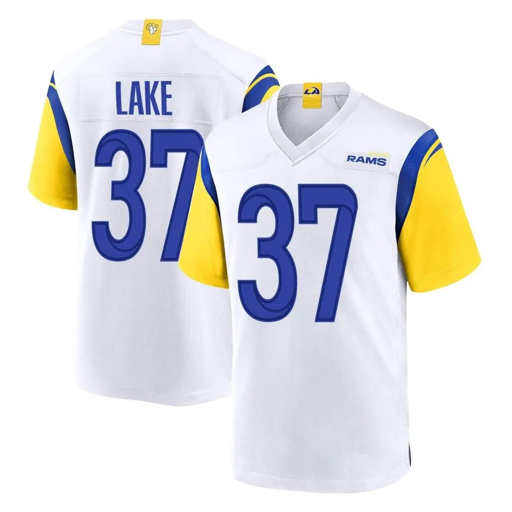 LA.Rams #37 Quentin Lake Player White Home Game STECN Stitched Jerseys