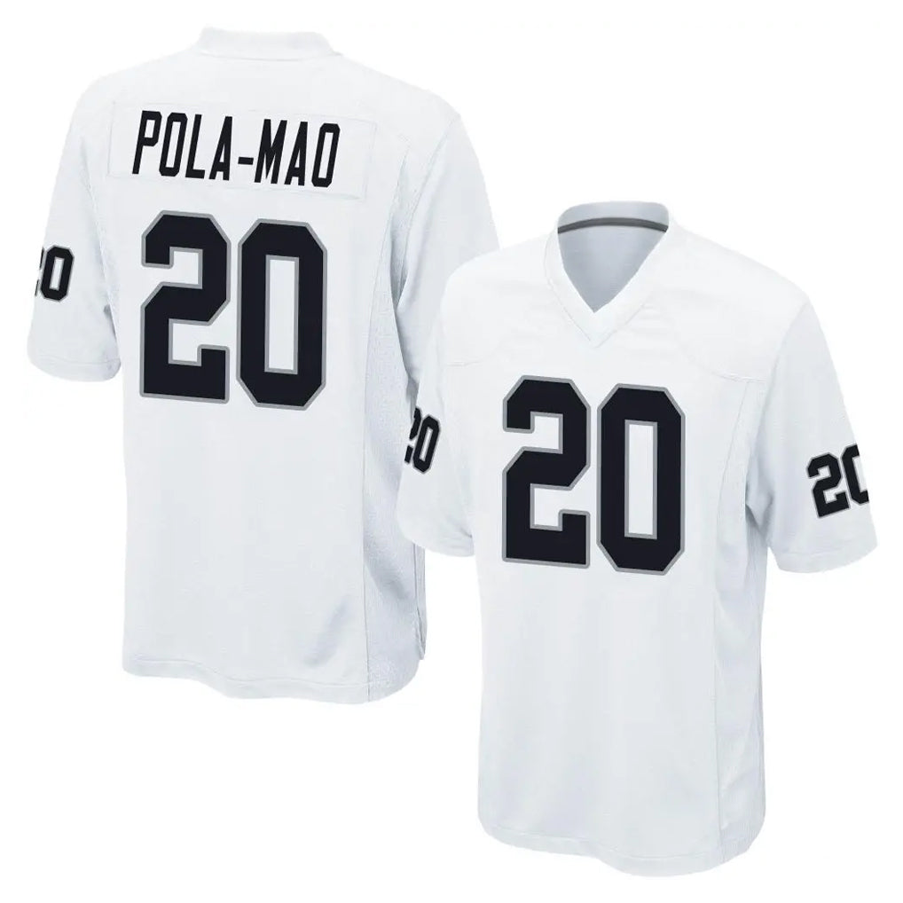 LV.Raiders #20 Isaiah Pola-Mao Player White Home Game STECN Stitched Jerseys