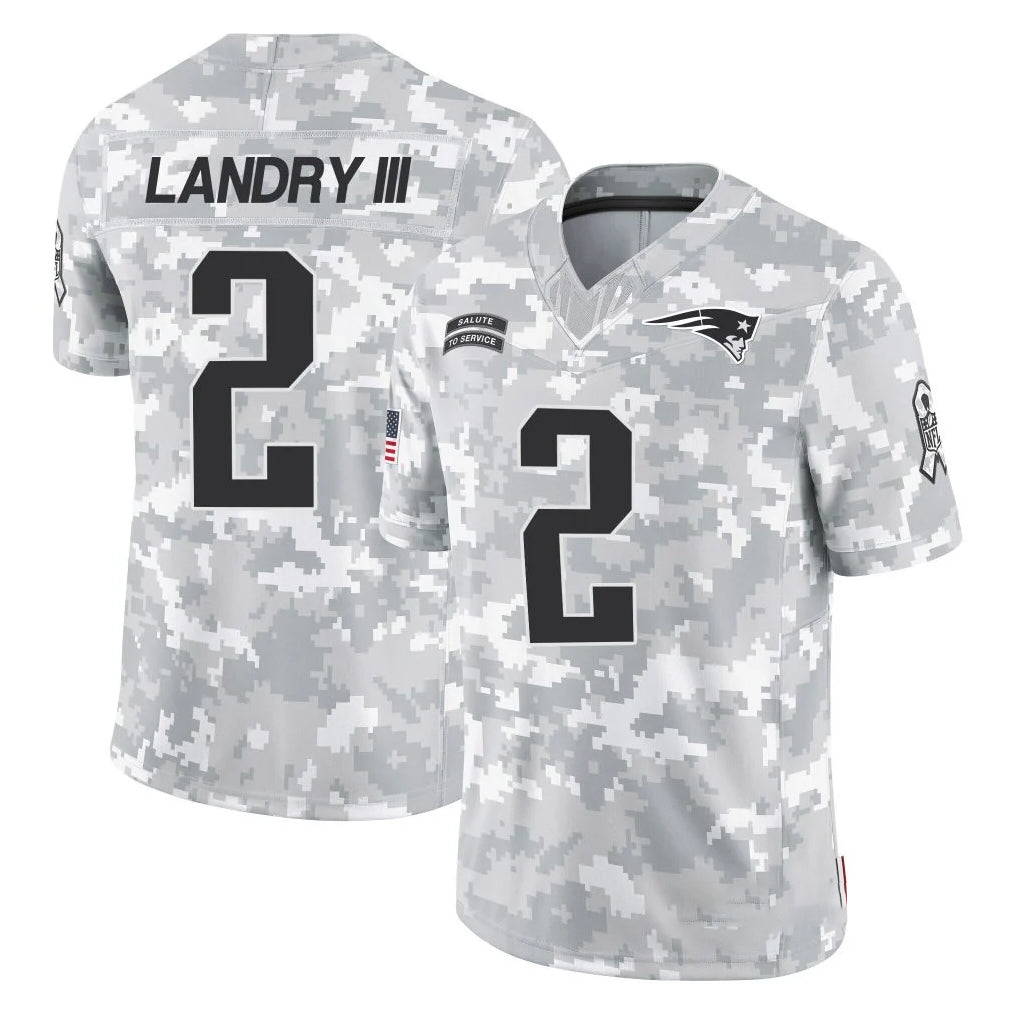 NE.Patriots #2 Harold Landry III Player Arctic Camo Salute To Service Limited Game STECN Stitched Jerseys