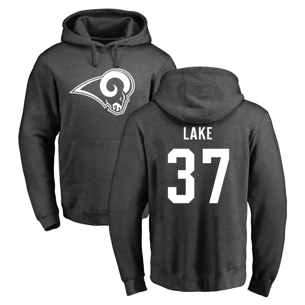 LA.Rams #37 Quentin Lake Player Gray Pullover Hoodie Limited Game STECN Stitched Jerseys