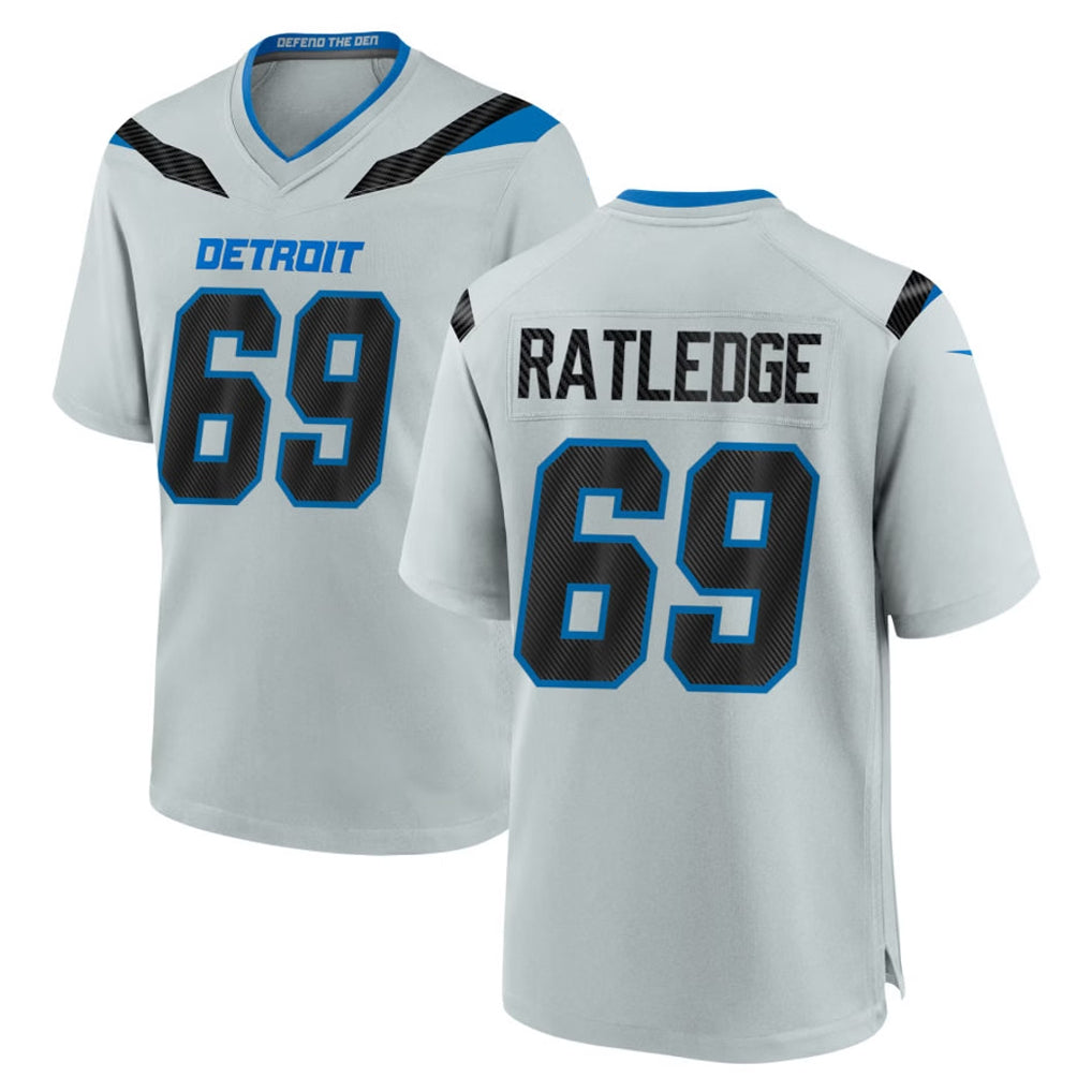 D.Lions #69 Tate Ratledge Player Silver 2026 Rivalries Collection Home Game STECN Stitched Jerseys