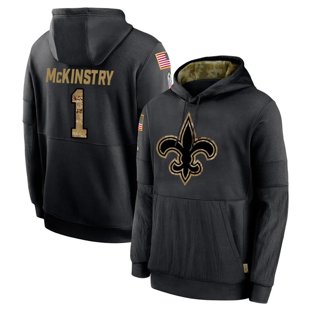 NO.Saints #1 Kool-Aid McKinstry Player Black Salute to Service Hoodies Limited Game STECN Stitched Jerseys