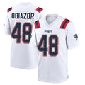 NE.Patriots #48 Namdi Obiazor Player White Home Game STECN Stitched Jerseys