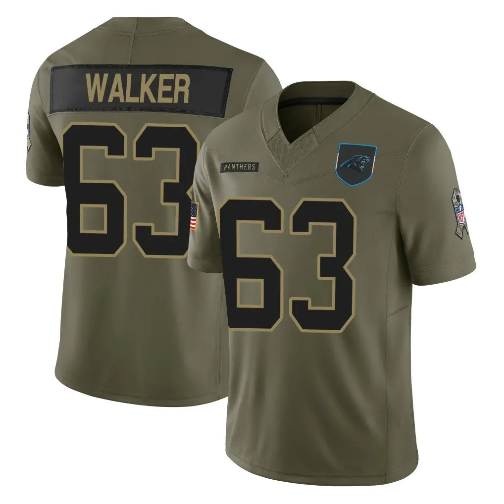C.Panthers #63 Rasheed Walker Player Olive 2025 Salute to Service Limited Game STECN Stitched Jerseys