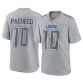 D.Lions #10 Isiah Pacheco Player Gray Atmosphere Fashion Home Game STECN Stitched Jerseys
