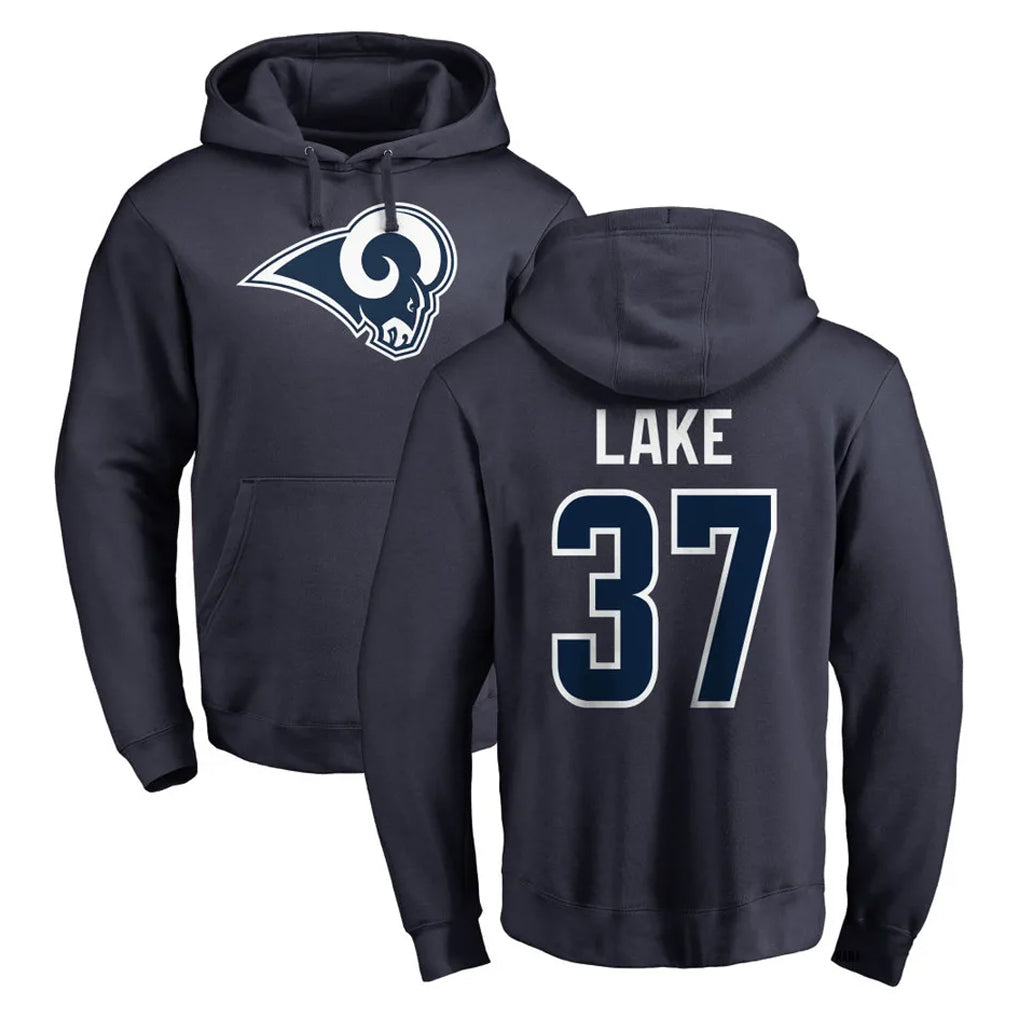 LA.Rams #37 Quentin Lake Player Navy Pullover Hoodie Limited Game STECN Stitched Jerseys